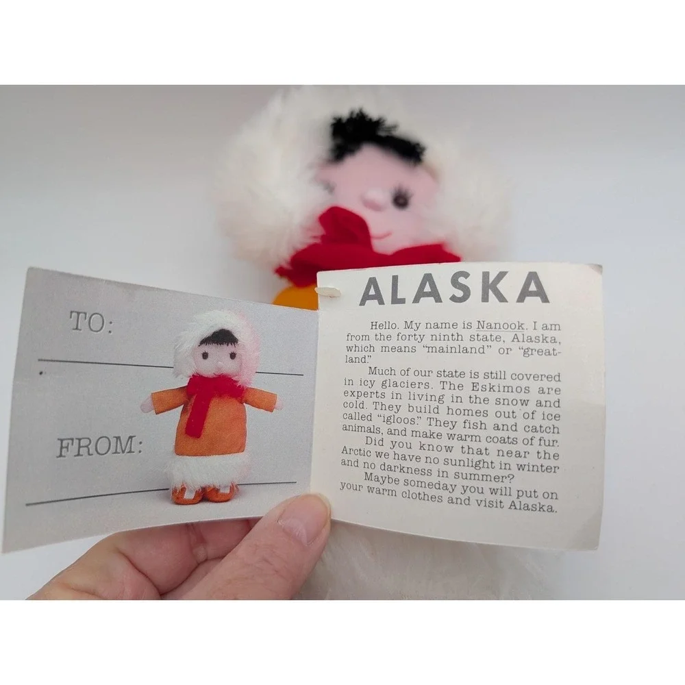 Kamar Alaska Doll Cloth Doll Nanook‎ 11 Inch Paper Tag Stuffed Toy
